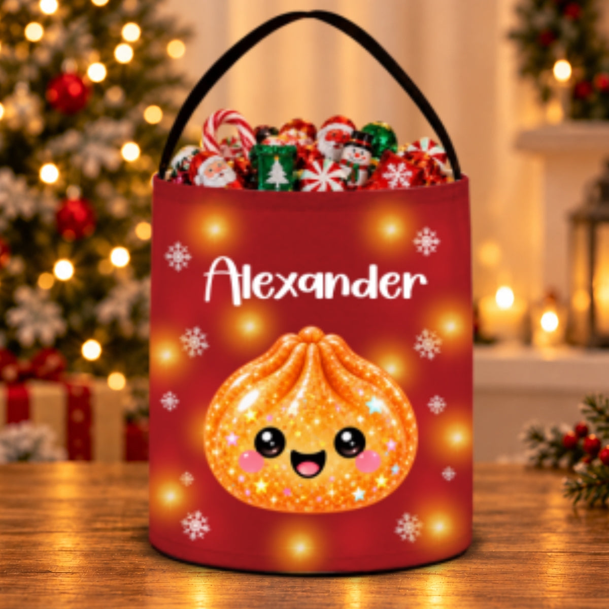 Cute Squishy Dumpling - Personalized Christmas Gift Bag - Holiday Gift Bag, Family Christmas Sack for Kids