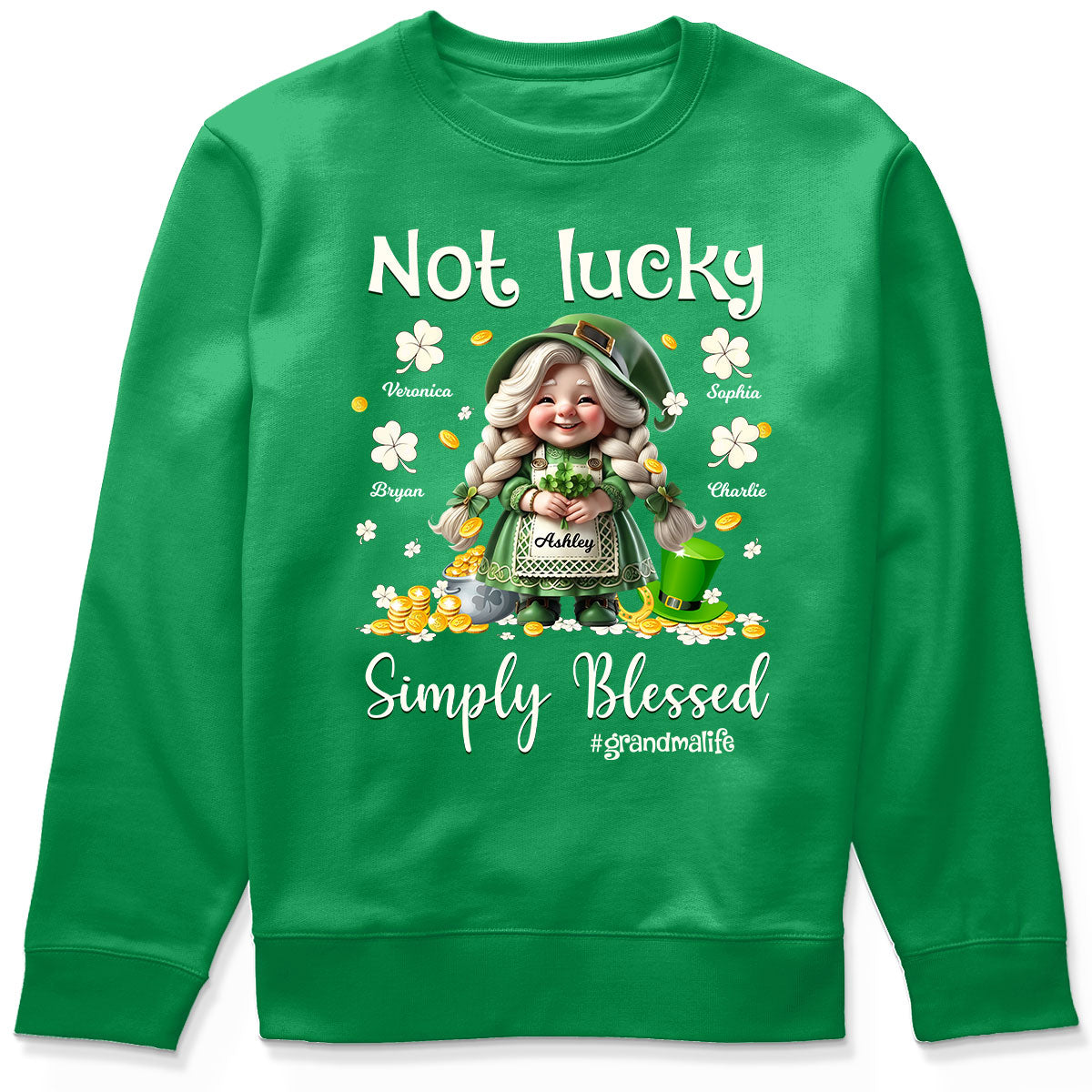 St. Patrick's Day Not Lucky Simply Bless Gnome Grandma Personalized Shirt