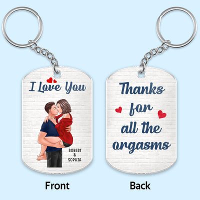 Brick Background Man Holding Woman Kissing Couple Personalized Acrylic Keychain
