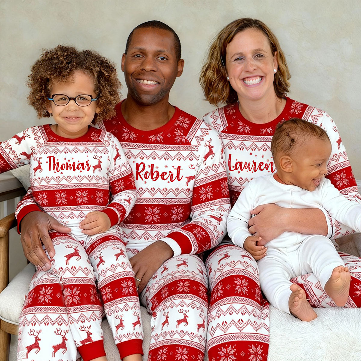 Christmas Ugly Sweater Pattern - Personalized Family Matching Pajamas