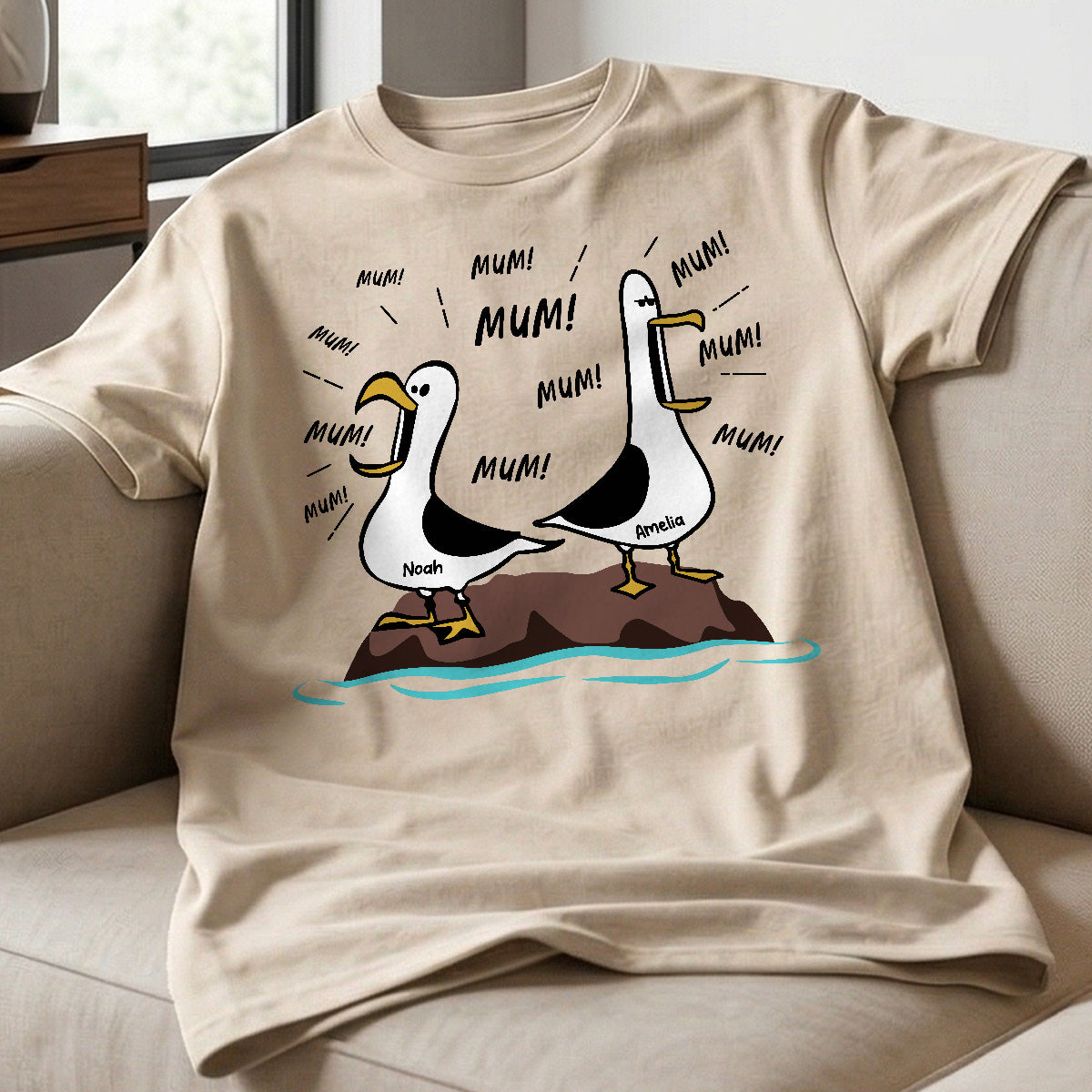 Seagull Mum Mum Mum Custom Name - Personalised Shirt - Funny Mother's Day Gift For Mum