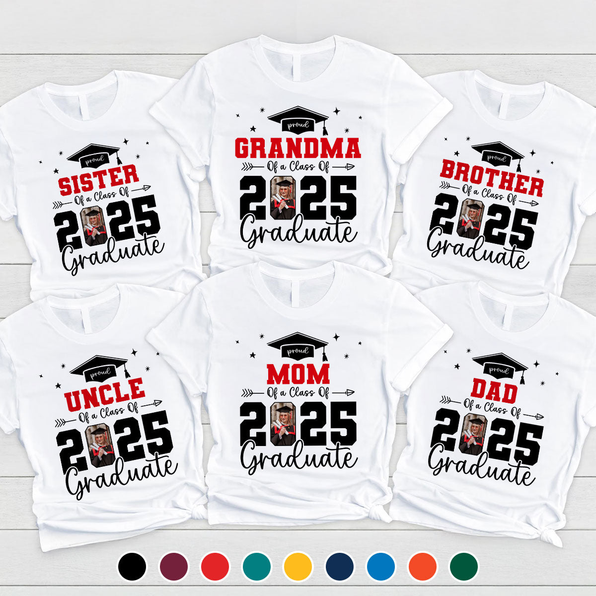 Proud Family Of 2025 Senior Graduation Photo Personalized Shirt