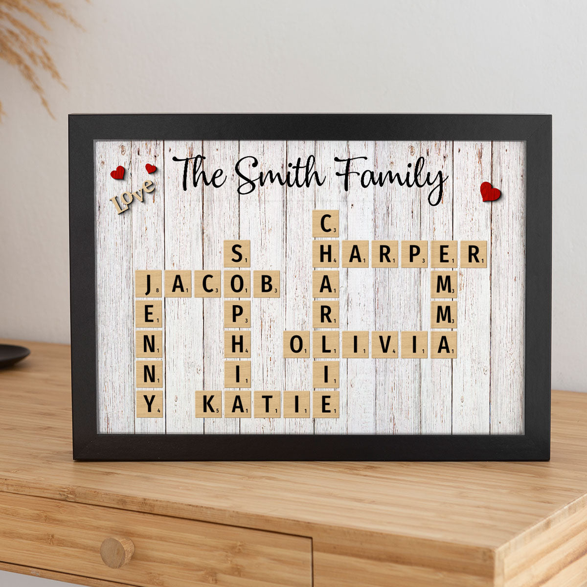 Family Love Crossword Puzzle Art - Personalized Poster - Christmas Gift For Family, Dad, Mom, Brother, Sister