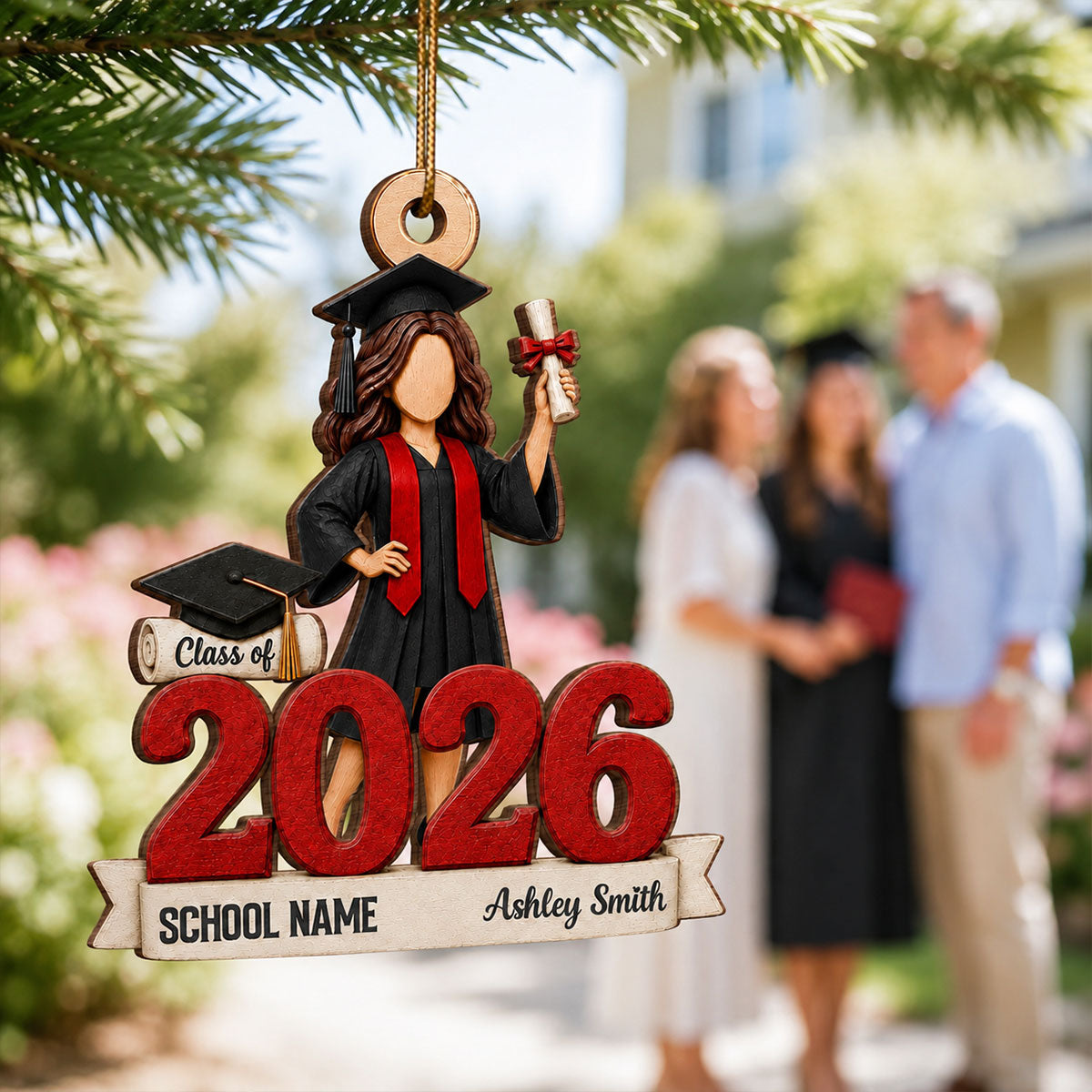 Class of 2026 Graduate Senior 2D Flat – Personalized Wooden Ornament – Graduation Gift