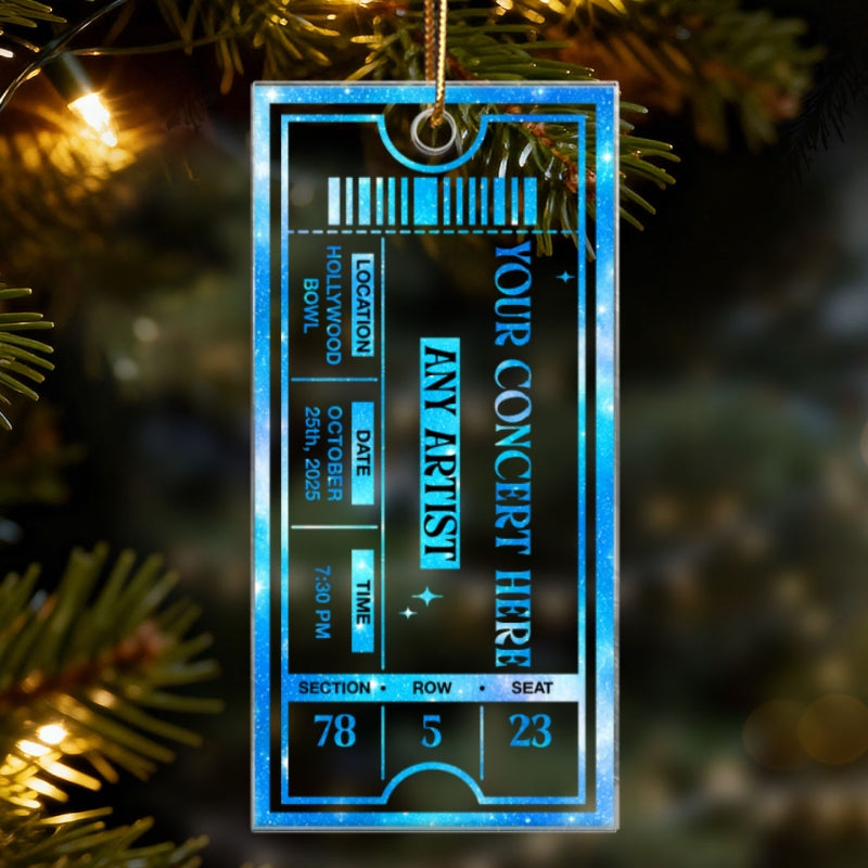Concert Ticket - Personalized Acrylic Ornament - Music Keepsake, Gift for Couple or Friend