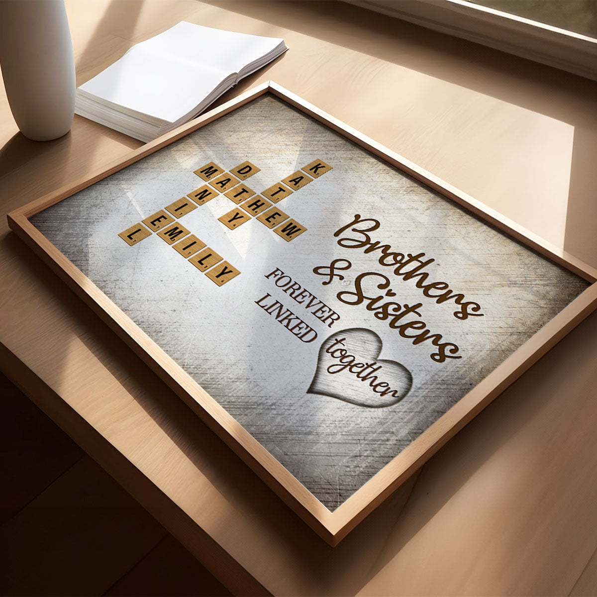 The Love Between Brothers & Sisters Knows No Distance Crossword Puzzle Art, Personalized Poster