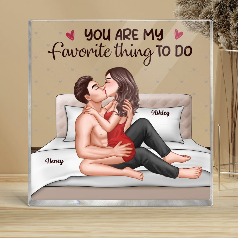Sexy Couple Kissing On Bed Personalized Acrylic Block Plaque