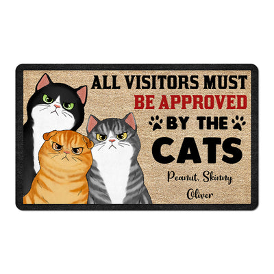Angry Cats All Visitors Must Be Approved By The Cats Personalized Doormat