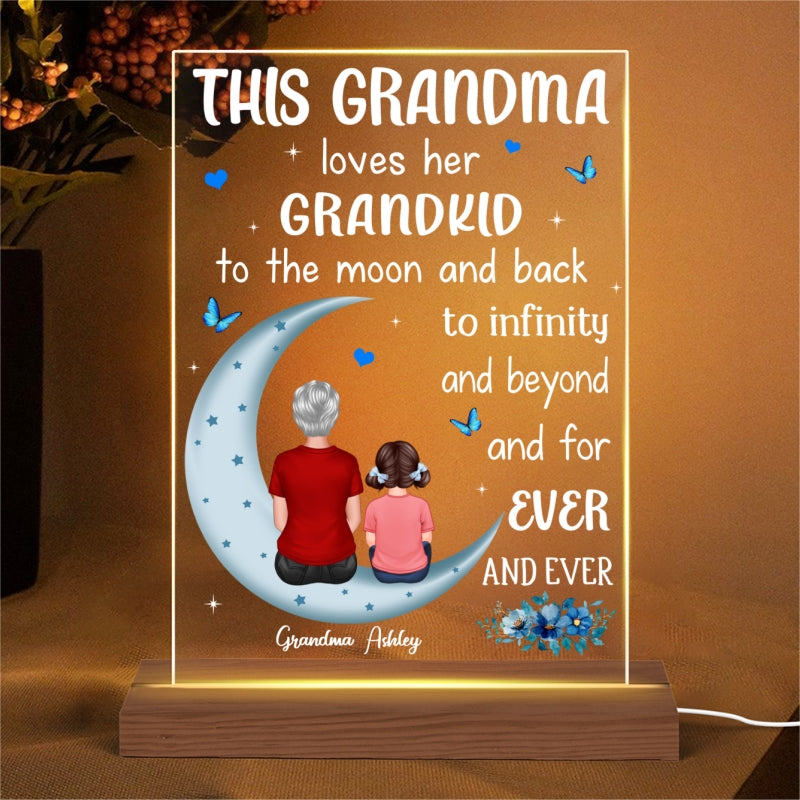 Grandma Loves Grandkids To Infinity Personalized Rectangle Acrylic LED Night Light