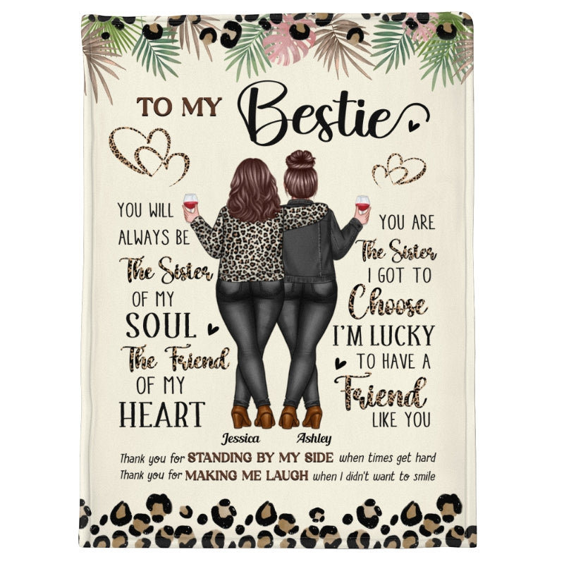 To My Bestie Thank You For Standing By My Side Friendship Personalized Fleece Blanket
