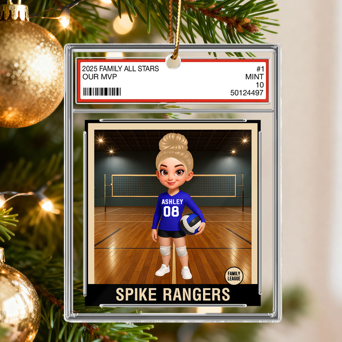 Volleyball Player All Star Trading Card Style - Personalized Acrylic Ornament - Christmas Gift For Daughter, Granddaughter