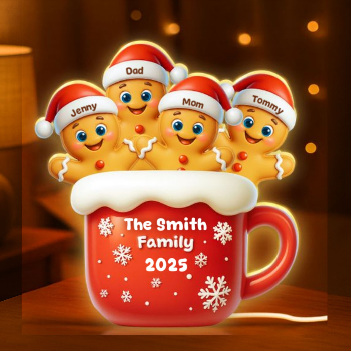 Family Gingerbread - Personalized Light Box - Heartwarming Festive Christmas Decor