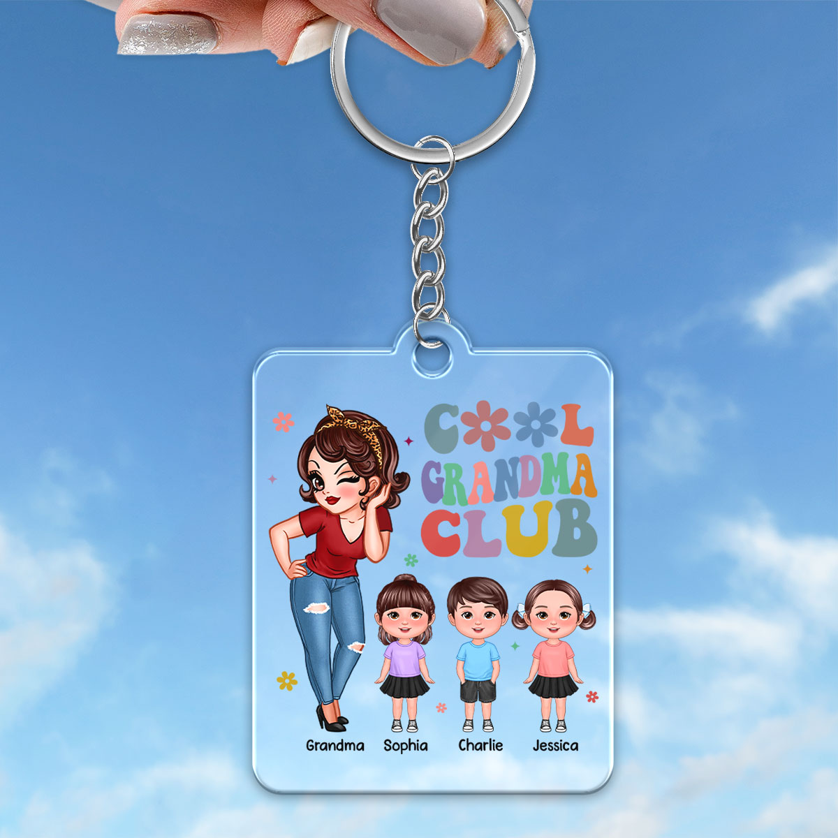 Cool Grandma Club Personalized Acrylic Keychain, Gift For Grandma