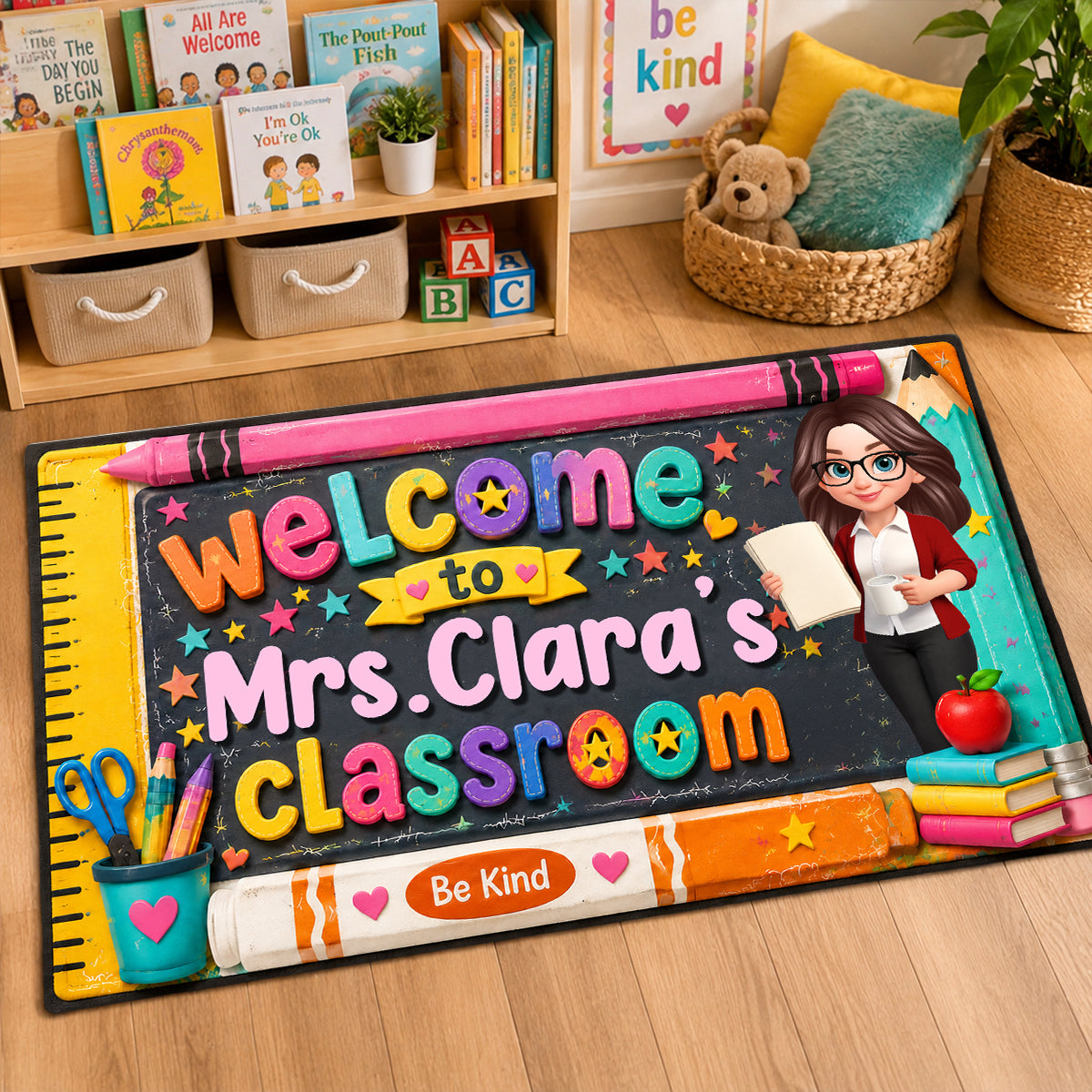 Be Kind Warm Welcome Teacher - Personalized Doormat - Back To School Gift For Teacher, Classroom Decor