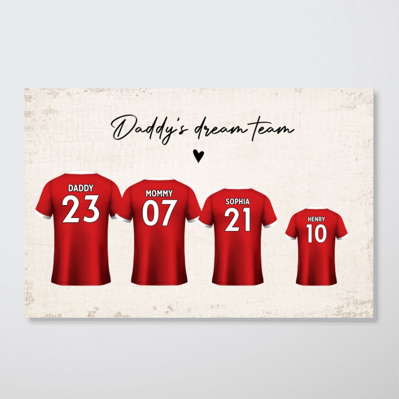 Daddy's Team Soccer Shirt Personalized Poster, Father's Day Gift For Dad, For Grandpa, For Husband