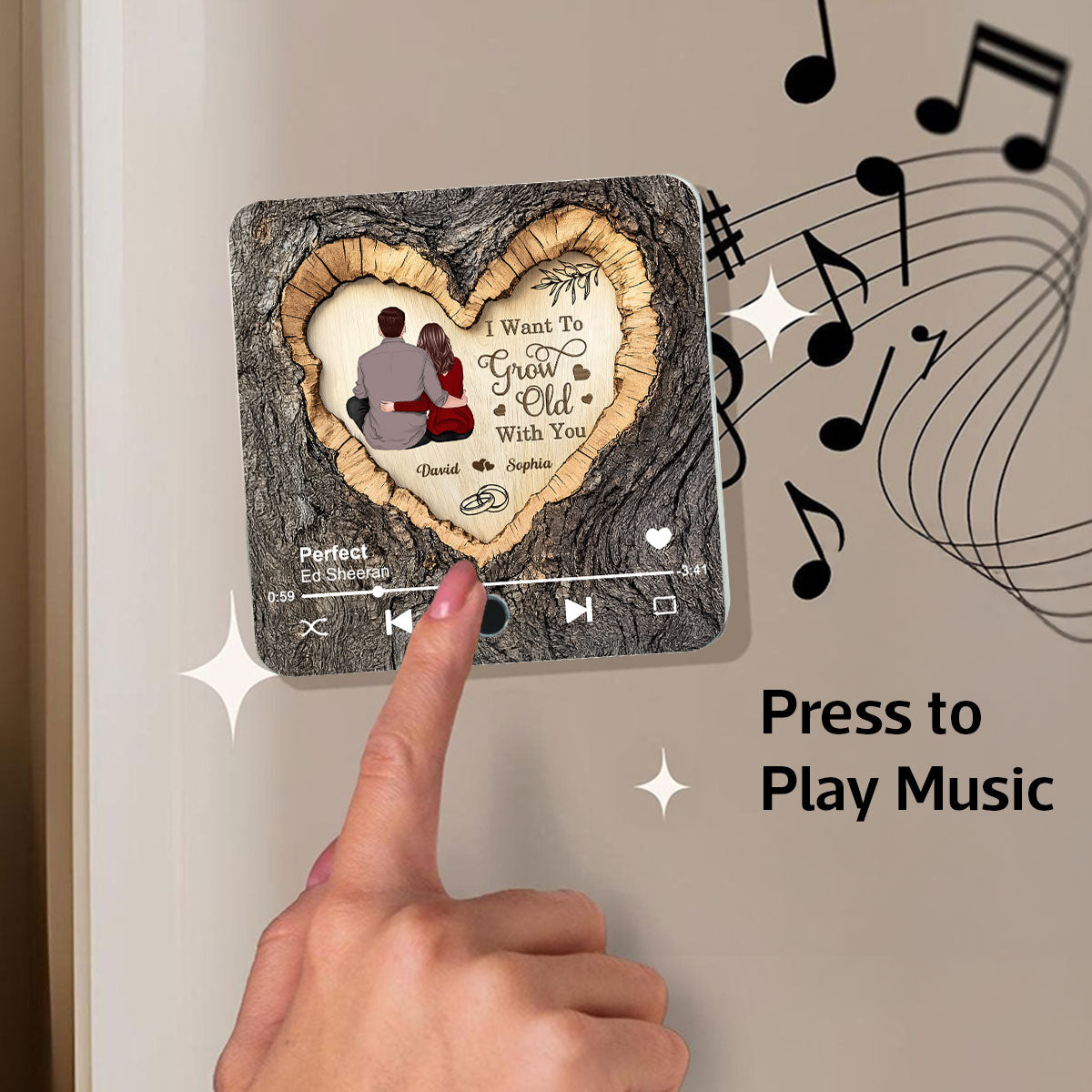 Favorite Place Next To You Couple Sitting - Personalized Music Fridge Magnet - Anniversary Gift, Valentine's Gift For Him, For Her