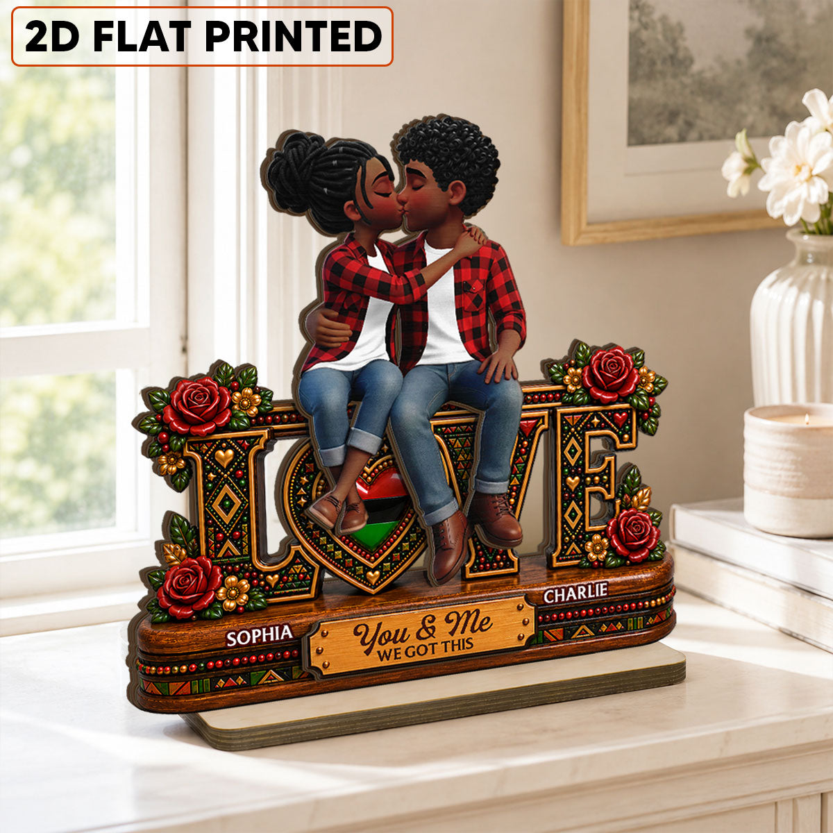 Eternal Love Couple Together - Personalized 2-Layered Wooden Plaque - Anniversary Gift For Couple