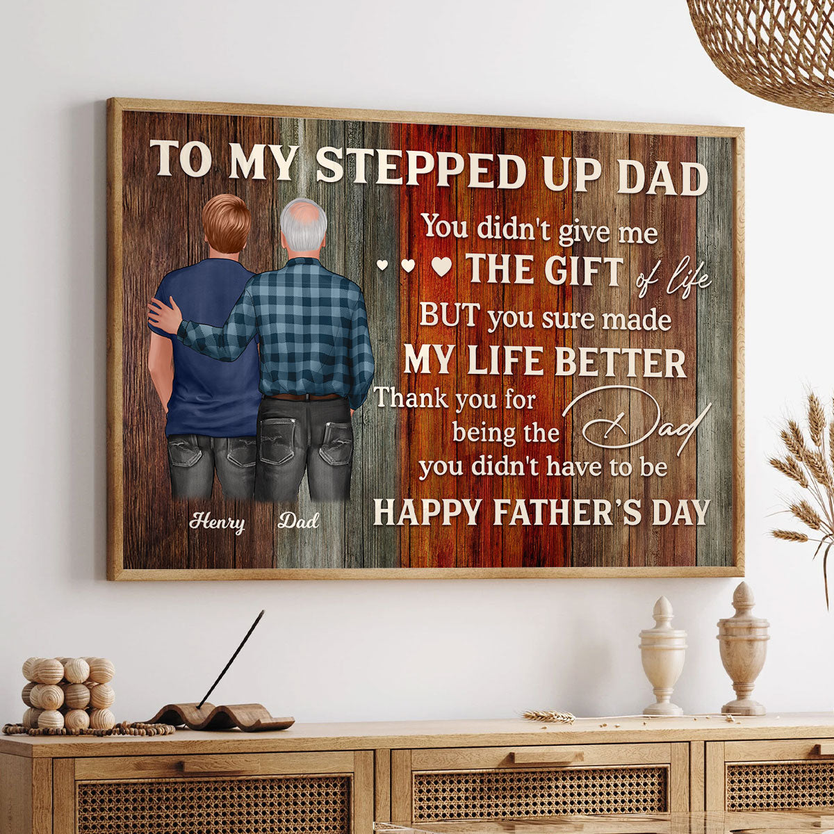 To My Stepped Up Dad Personalized Poster| Heartfelt Father's Day Gift For Stepdad, Stepfather, Bonus Dad