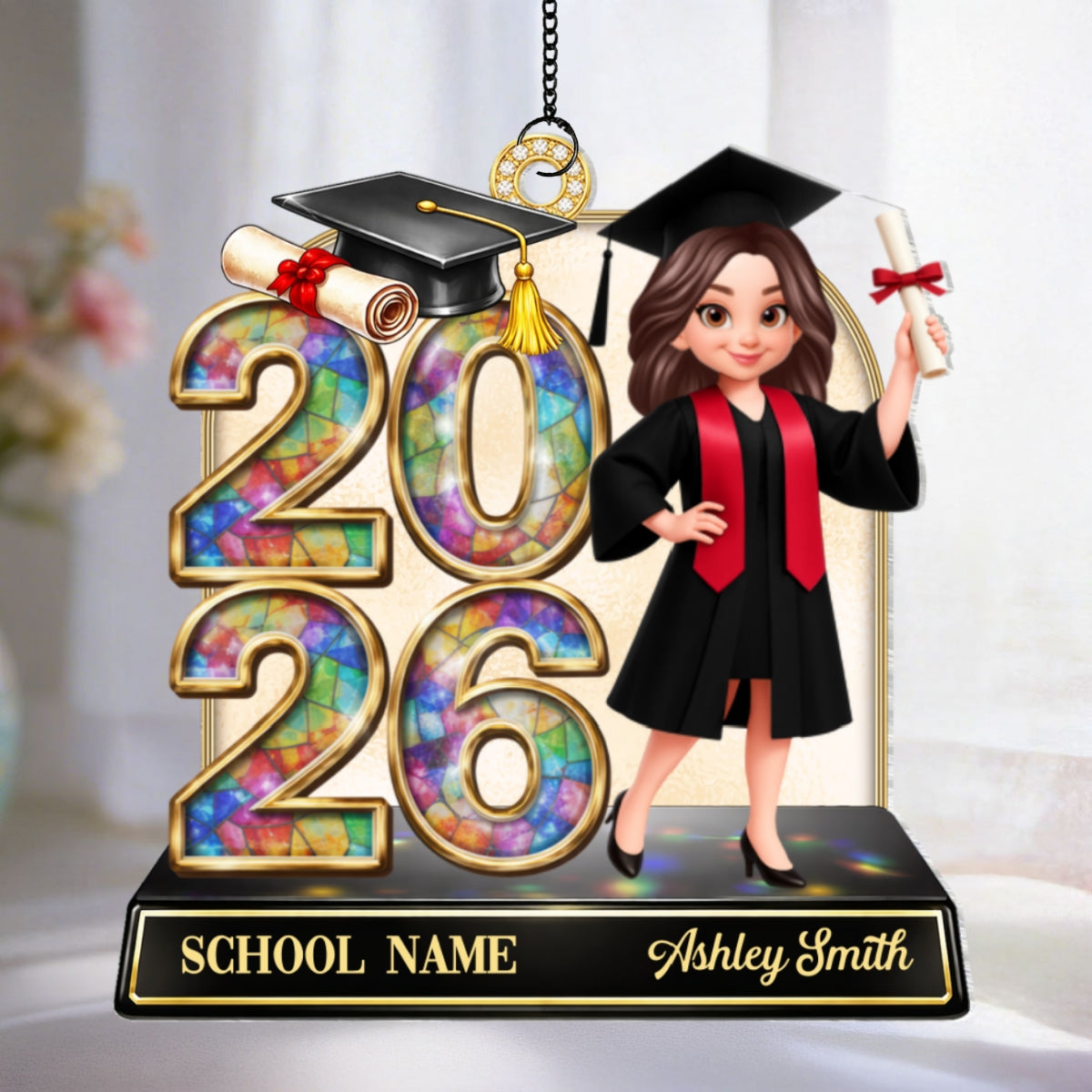 Senior Class Of 2026 2027 Graduate Keepsake 2D Flat - Personalized Acrylic Window Hanging - Graduation Gift For Daughter