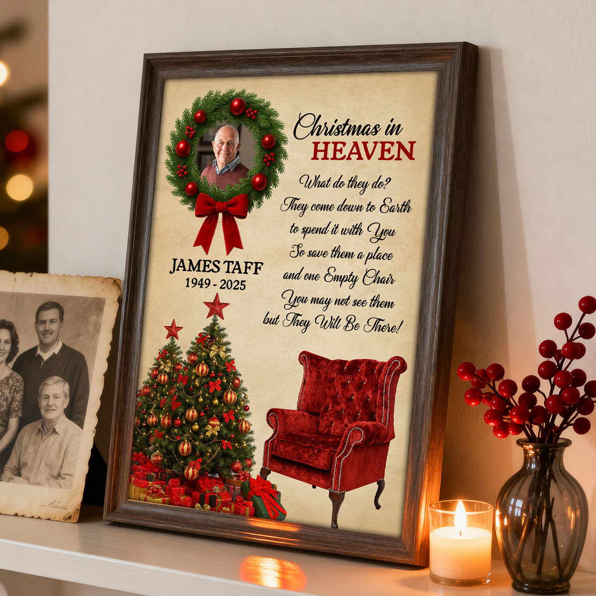 Christmas In Heaven Upload Photo Family Memorial - Personalized Poster