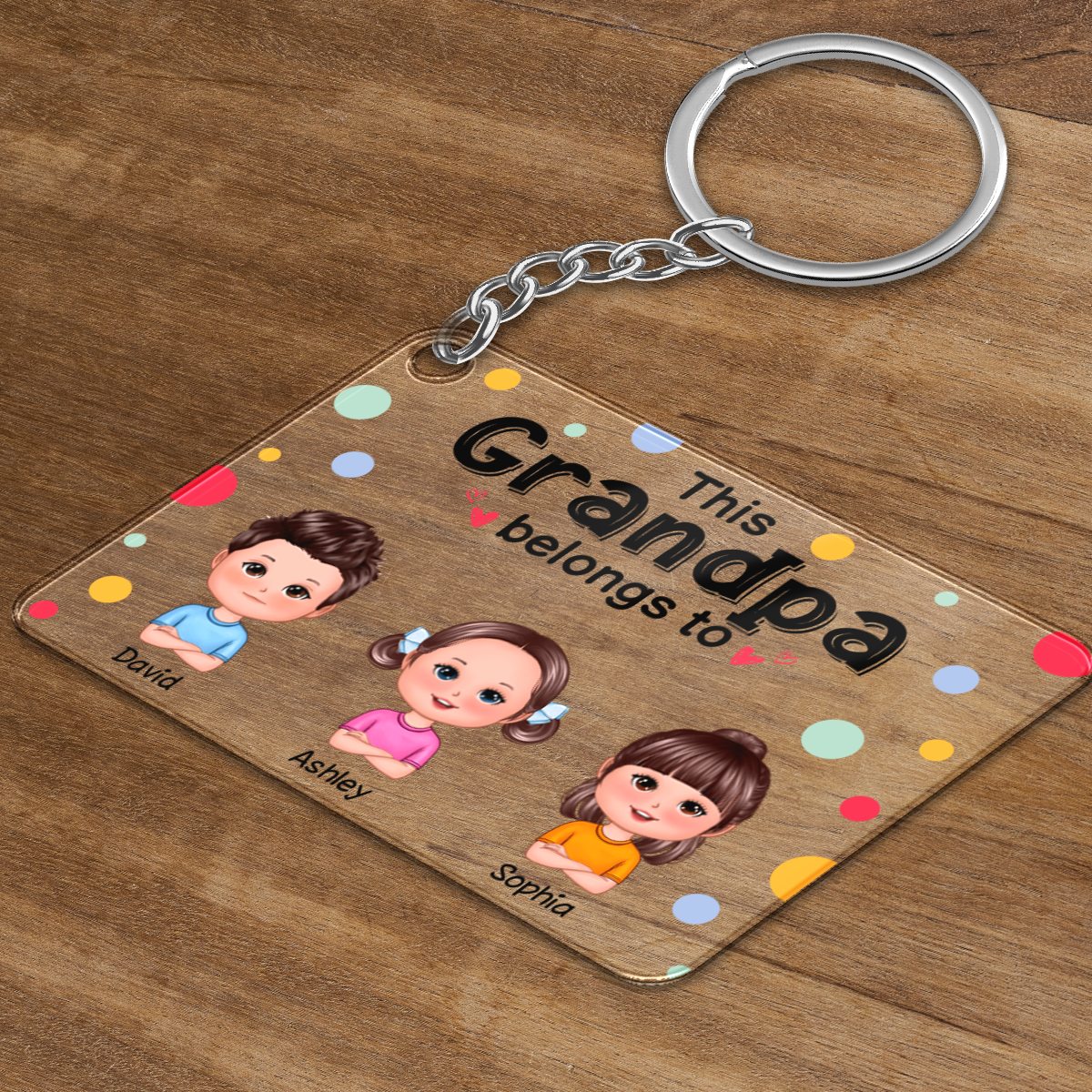 This Grandpa Dad Mom Grandma Belongs To Cute Doll Kids Personalized Acrylic Keychain