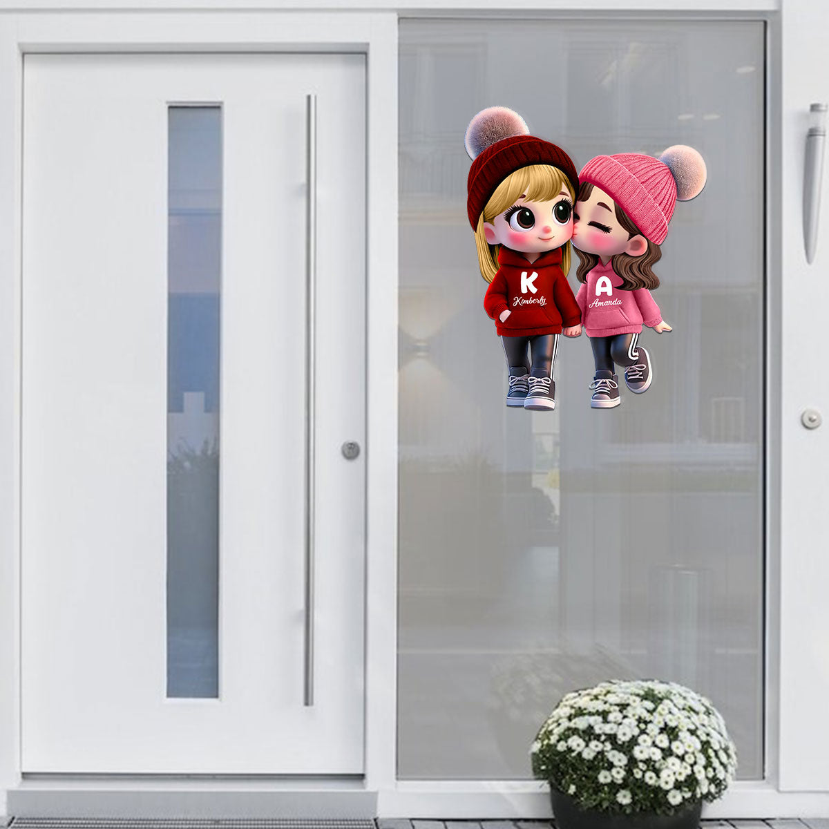 3D Effect Cute Cartoon Couple Walking Personalized Car Decal, Window Sticker, Perfect  Gift for him, Gift for her