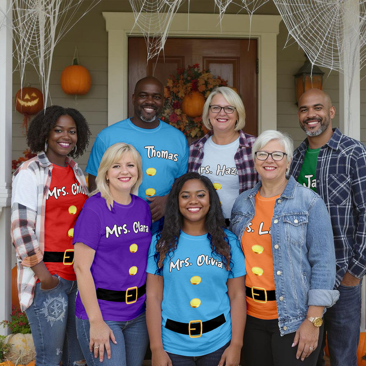 Halloween Dwarf Personalized Group Matching Shirt, Halloween Group Costume For Family, Friends, Colleagues