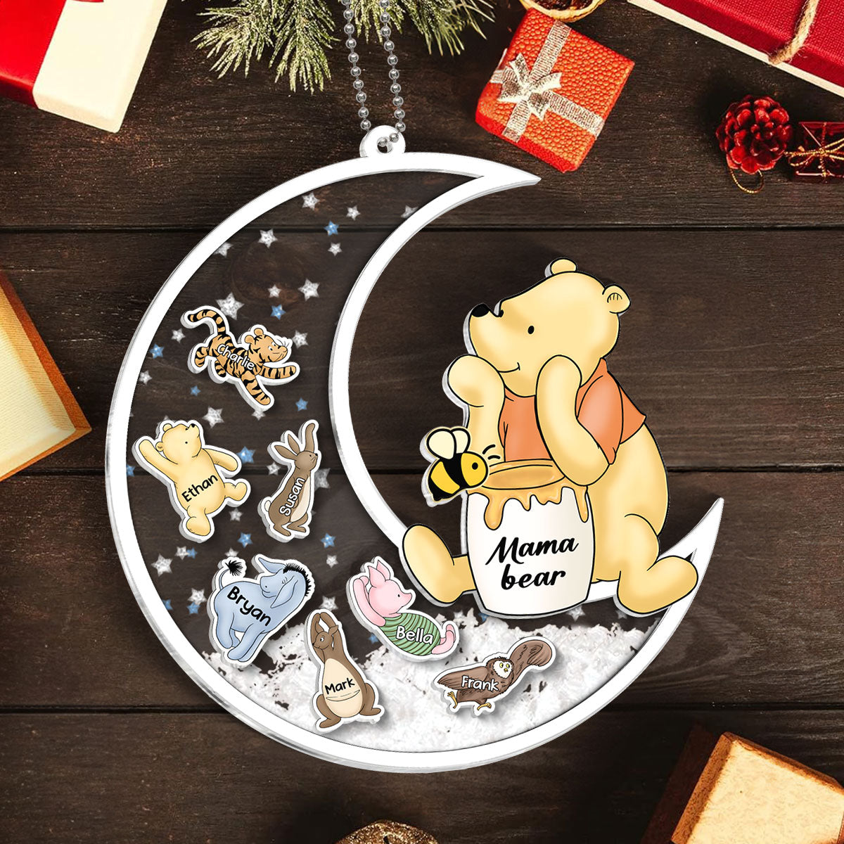 Mama Bear Grandma Bear Cute Character Personalized Shaker Ornament, Christmas Gift For Grandma, Granddaughter, Grandson