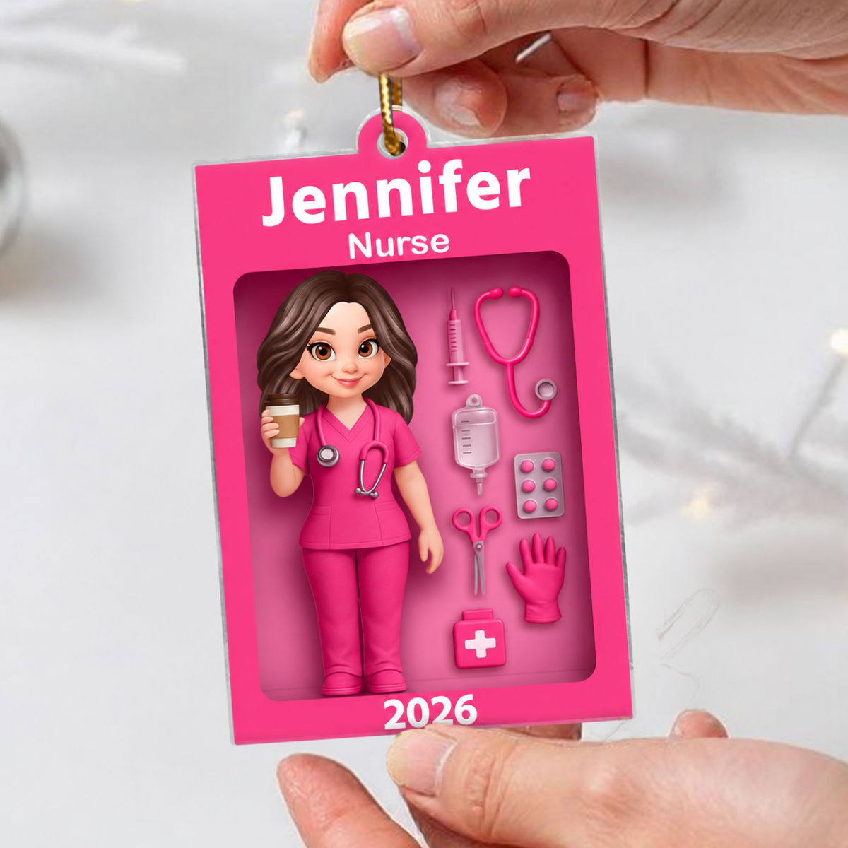 Personalized Nurse In Toy Box 3D Acrylic Ornament, Special Christmas Gift For Nurse, For Co-workers