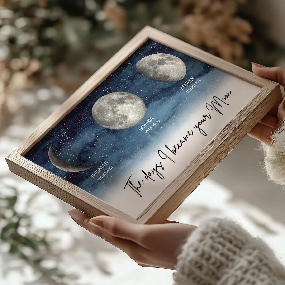 Starry Night The Days I Became A Mom Custom Birth Moon Phase - Personalized Poster - Unique Mother's Day Gift For Mom, Wife, Grandma