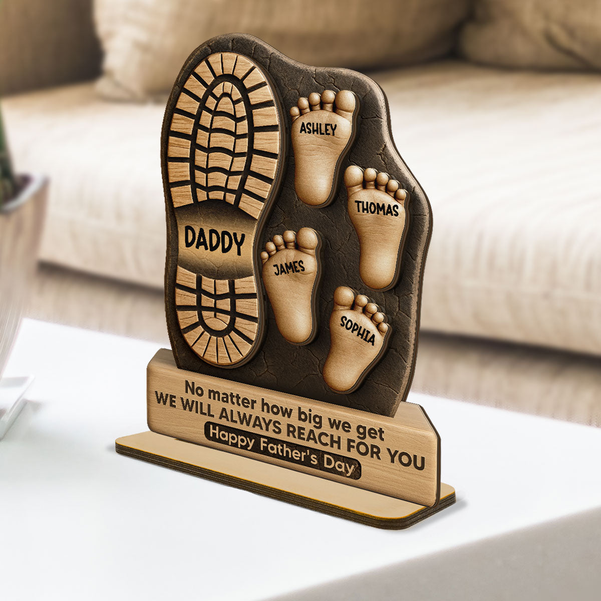 Dad No Matter How Big We Get Personalized 2-Layer Standing Wooden Plaque| Unique Father's Day Gift For Dad