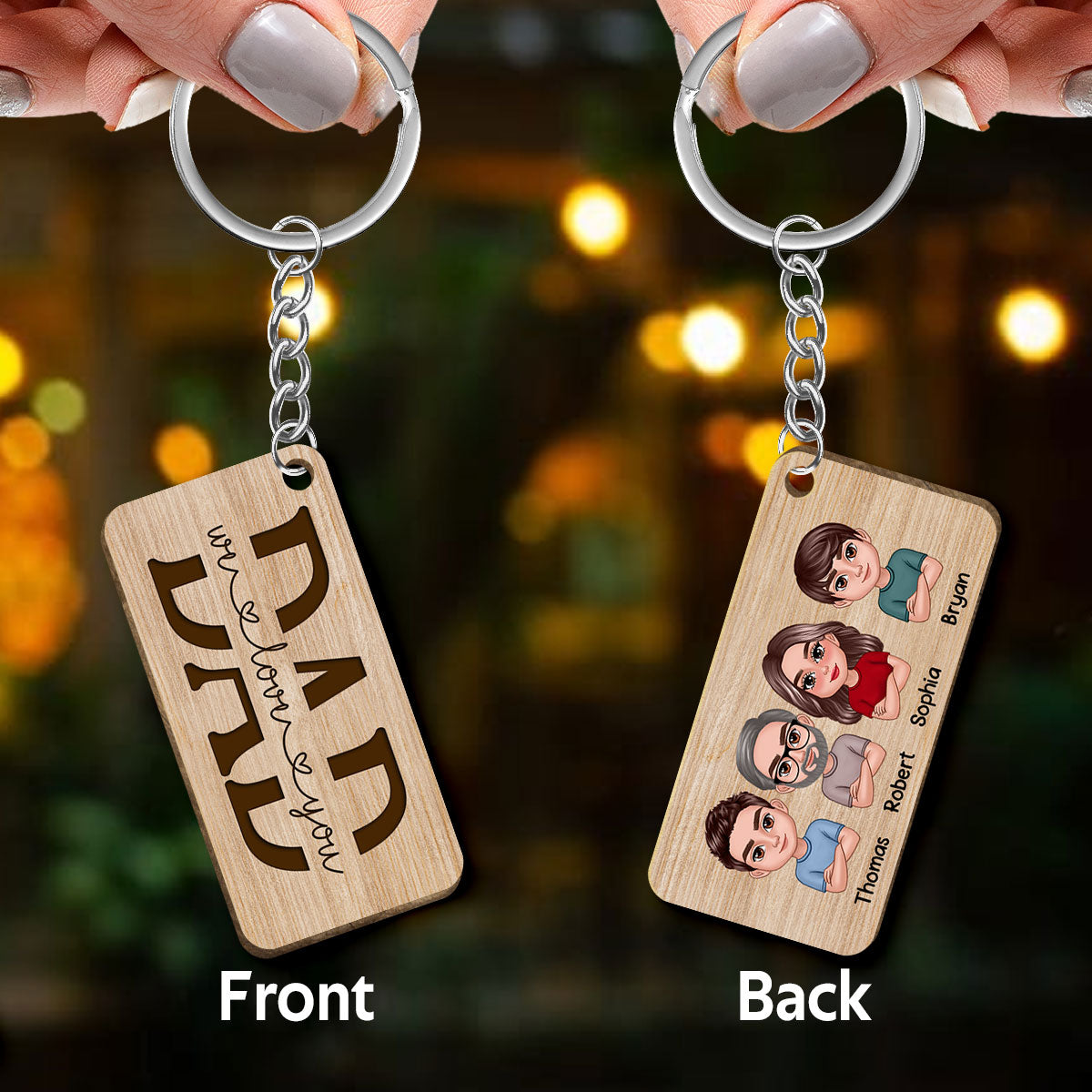Best Dad Ever Doll Kids Personalized Wooden Keychain