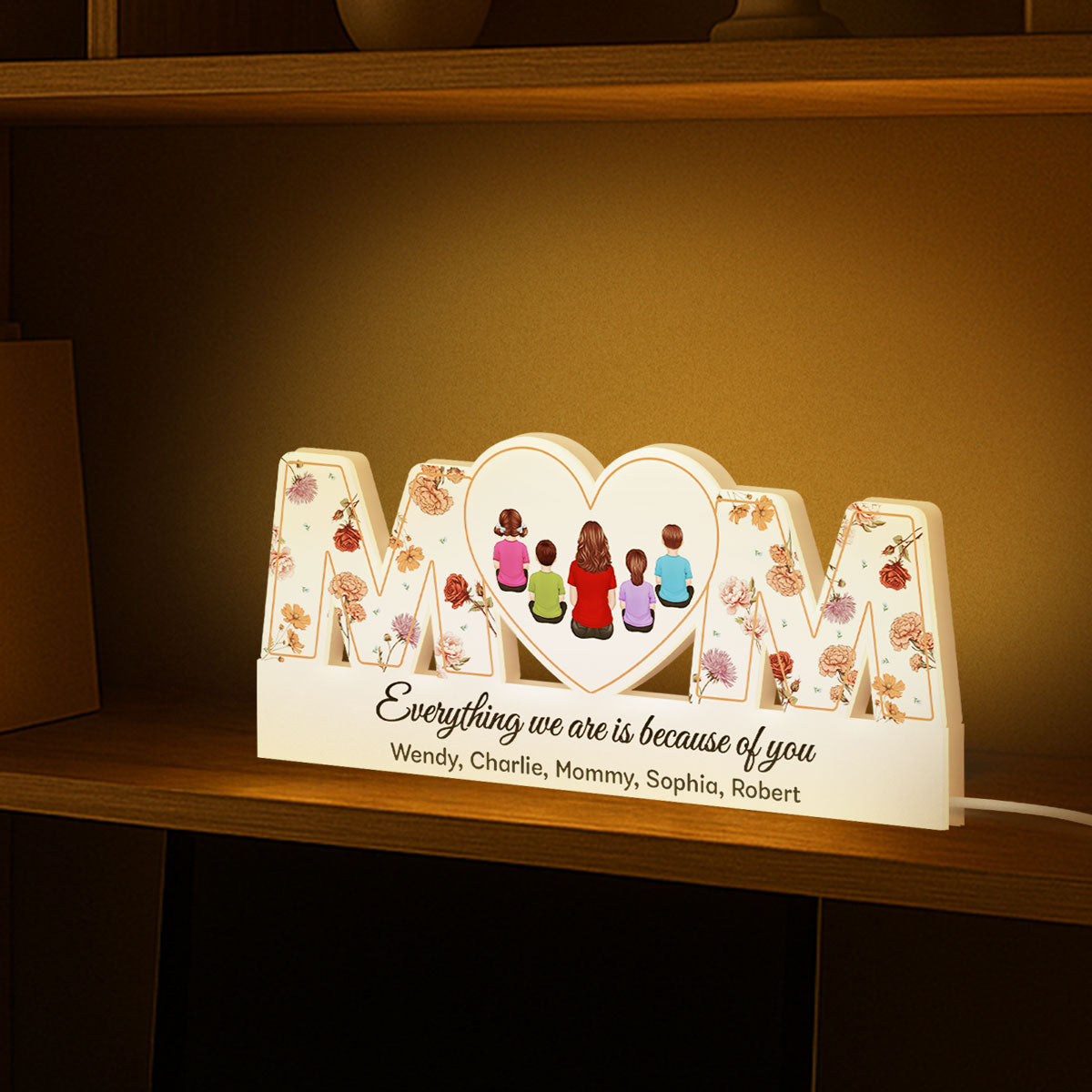 MOM Birth Month Flower Personalized Light Box, Heartfelt Gift For Mom