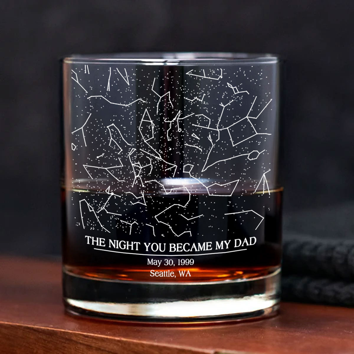 The Day You Became My Dad Custom Star Map by Date Personalized Wine Glass, Father's Day Gift for Dad, Gift for Husband