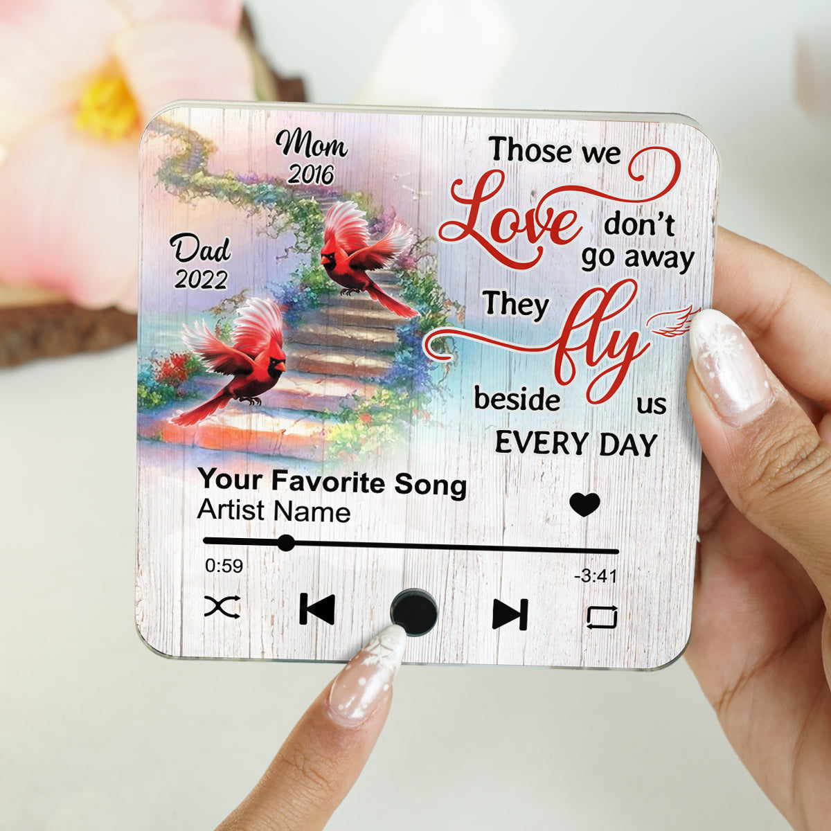 Cardinal Heaven Stairway Personalized Music Fridge Magnet, Memorial Keepsake, Remembrance Gift