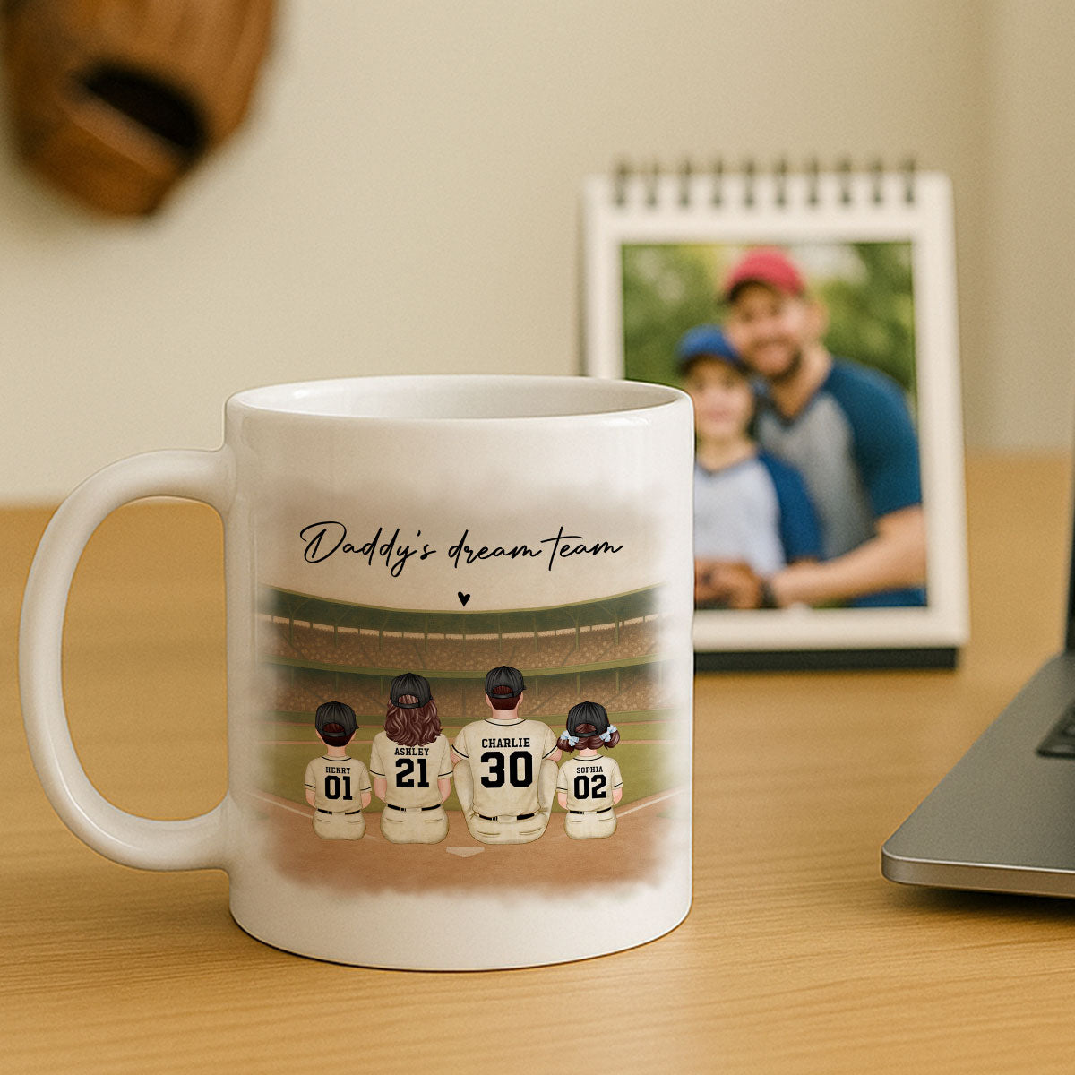 Retro Vintage Baseball Daddy's Dream Team Mug, Gift For Dad