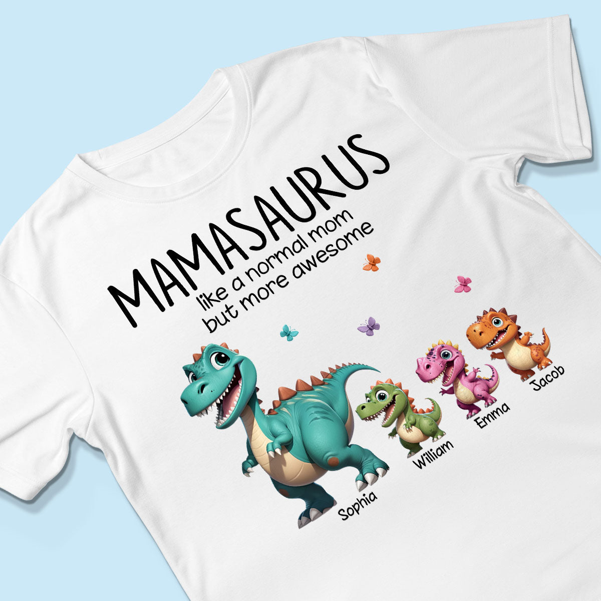 Mamasaurus And Kids 3D Effect Dinosaurs Personalized Shirt, Gift For Mom's Birthday, Mother's Day or Just Because
