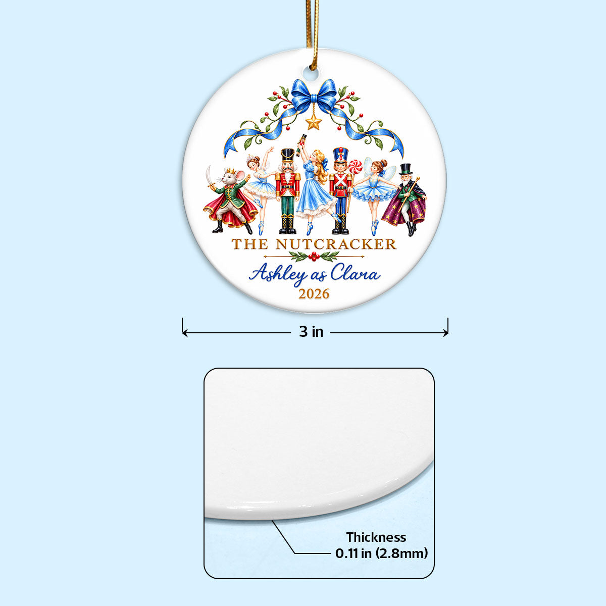 The Nutcracker Custom Name And Character - Personalized Ceramic Ornament - Christmas Gift For Ballet Dancers, Girls, Kids