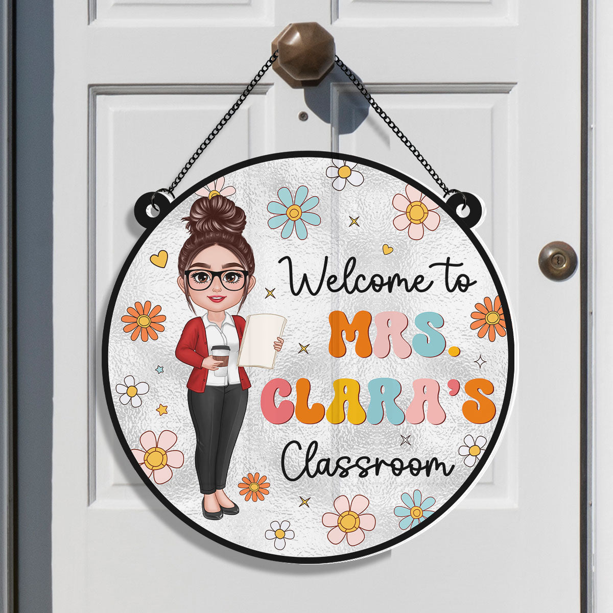 Teacher Flowers Welcome To Classroom Personalized Acrylic Suncatcher