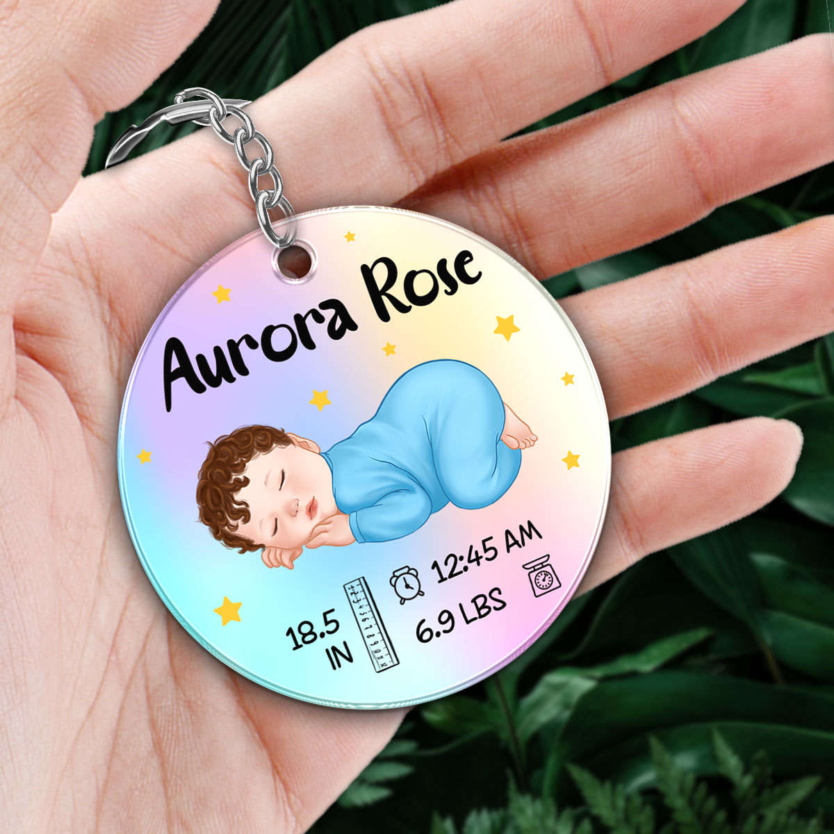 Baby Arrival New Baby Stats New Mom Gift Name Date Of Birth Weight Height Calendar Date Personalized Acrylic Keychain