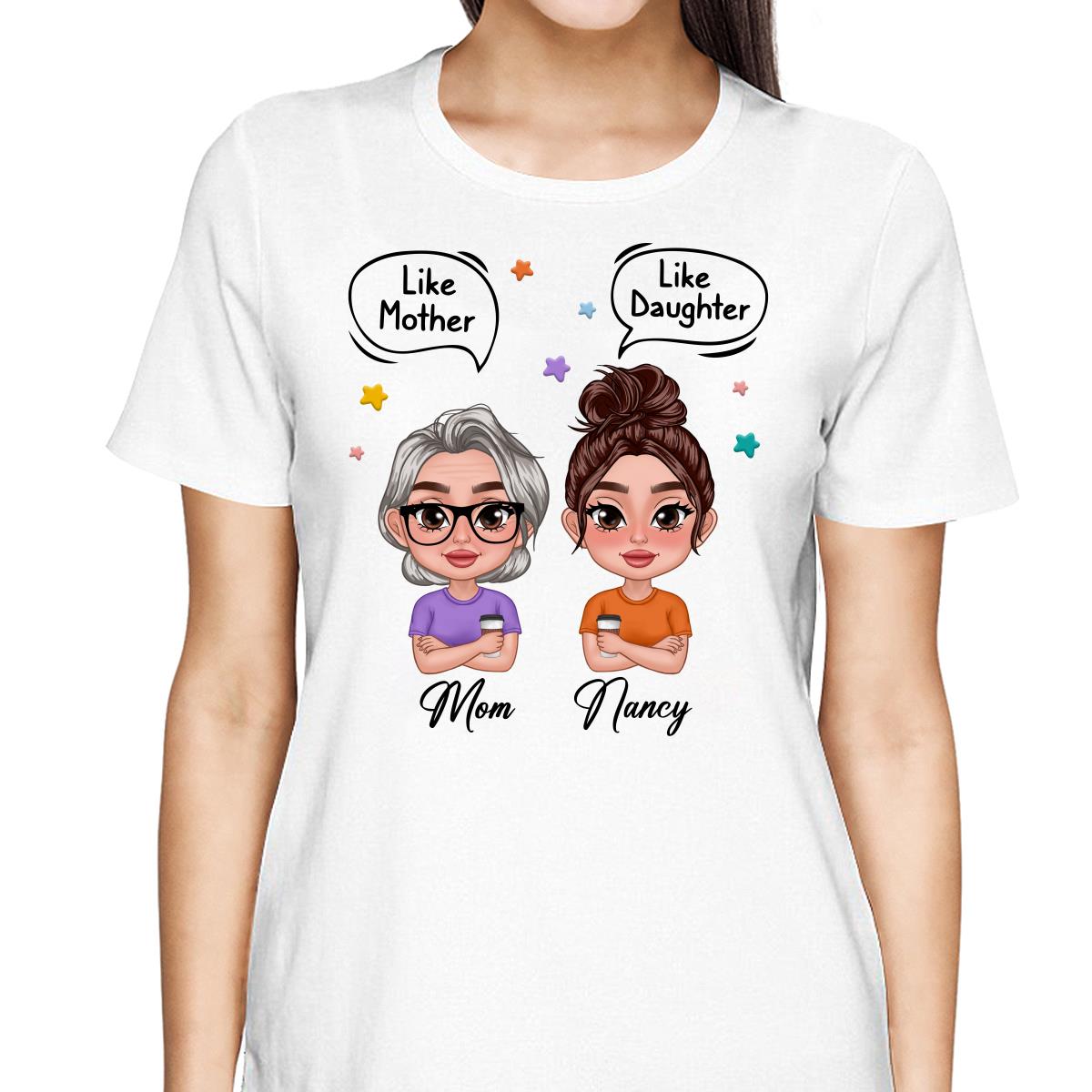 Like Mother Like Daughter Text Bubble Doll Women Thick Lips Personalized Shirt
