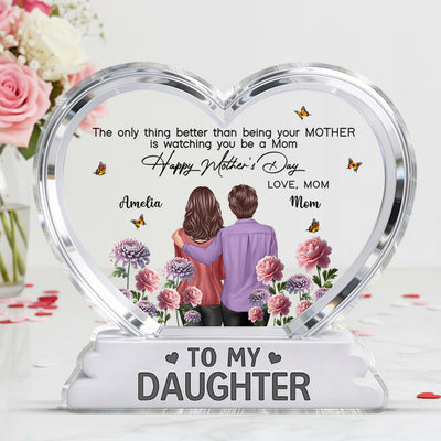 To My Daughter From Mom Happy Mother's Day Birth Flower 2D Flat - Personalized Acrylic Block Plaque
