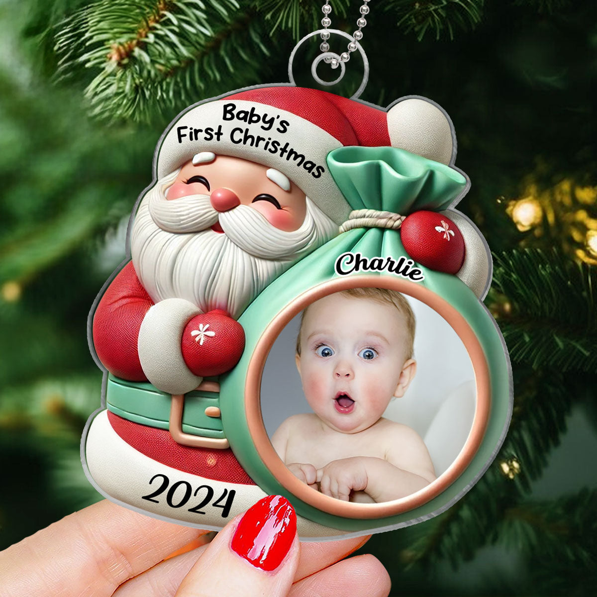Little Bundle Big Joy Upload Photo Baby Ornament, 2024 Keepsake Christmas Ornament, Baby Shower Gifts, Gift For Newborns