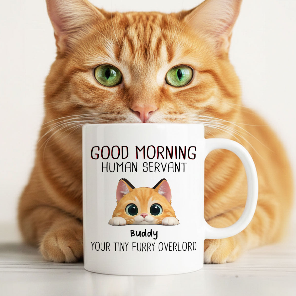 Good Morning Human Servant - Personalized Mug - Funny Gift for Cat Moms, Cat Dads