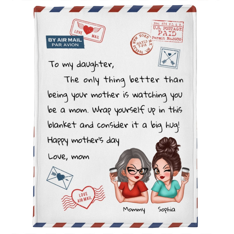 The Only Thing Better Than Being Your Mother is Watching You Being A Mom Personalized Fleece Blanket, Heartwarming Gift for Daughters, Daughter-in-law