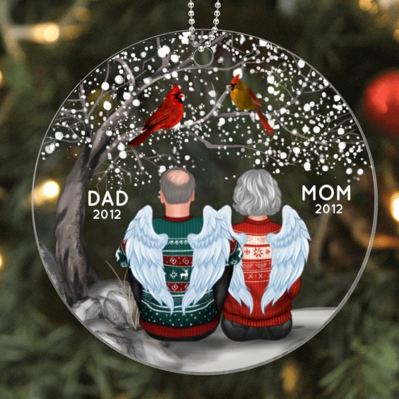 Dad Mom Cardinals Memorial Personalized Acrylic Ornament