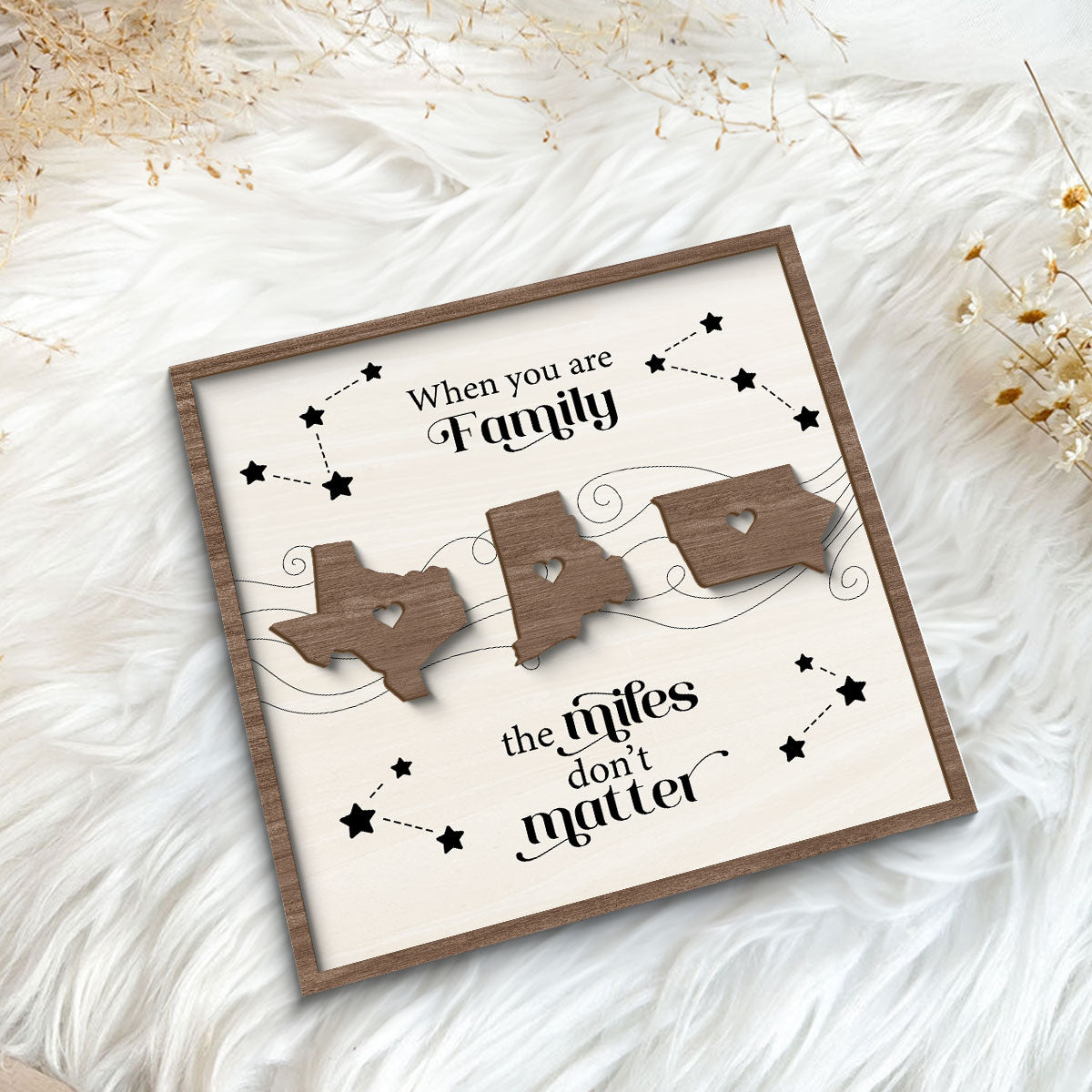 Long Distance Family Friends Siblings Sisters Besties Personalized 2-Layer Wooden Plaque, Togetherness Christmas Gift