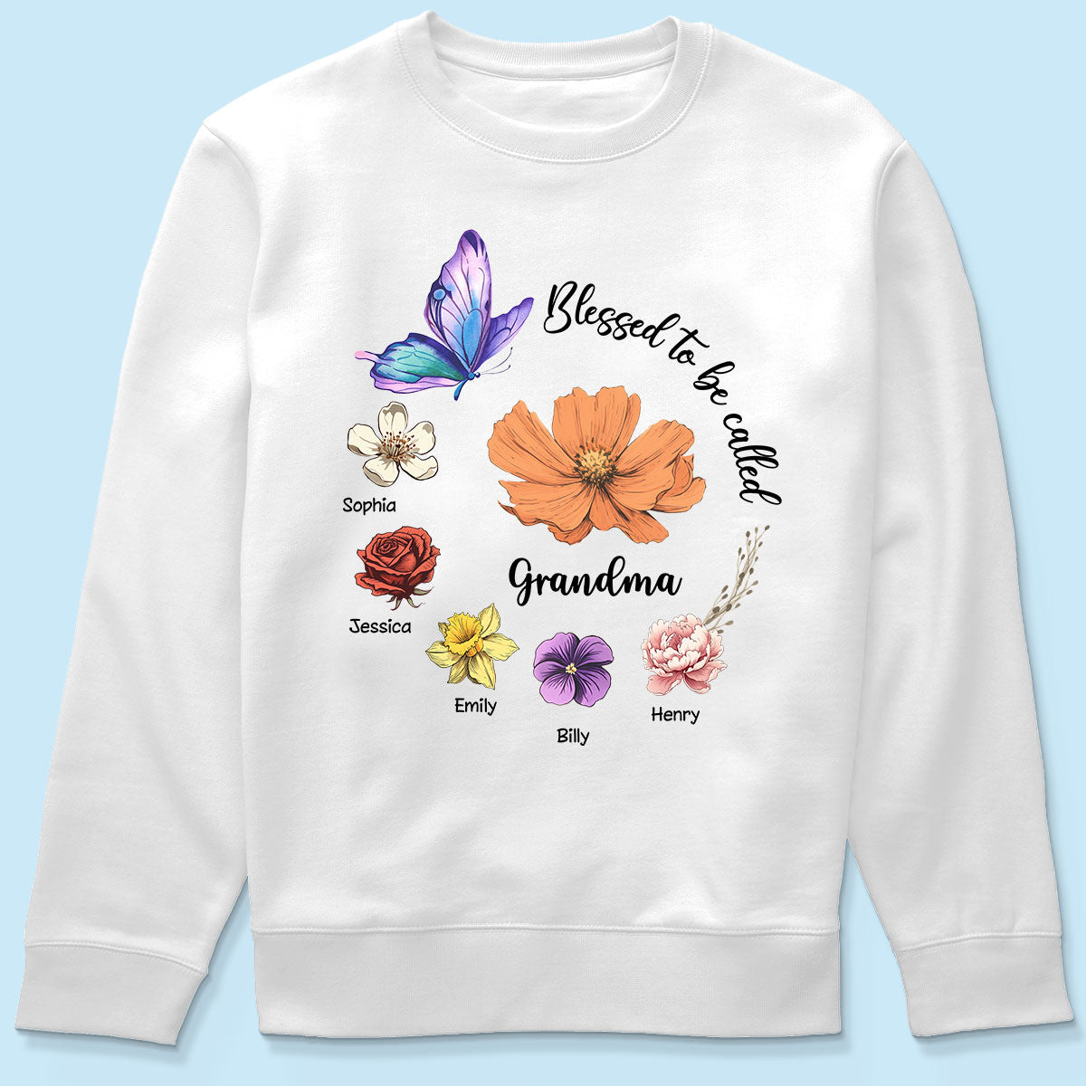 Blessed To Be Called Mom Grandma Circle Birth Month Flowers Personalized Shirt, Gift for Moms, for Grandmas
