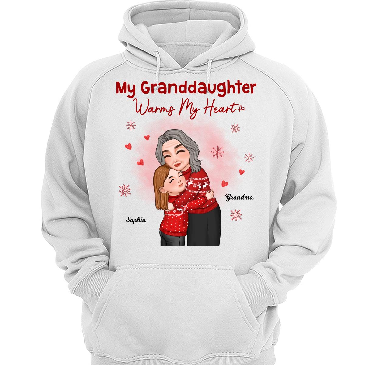 My Granddaughter Grandson Warms My Heart Grandma Grandkid Hugging Personalized Shirt
