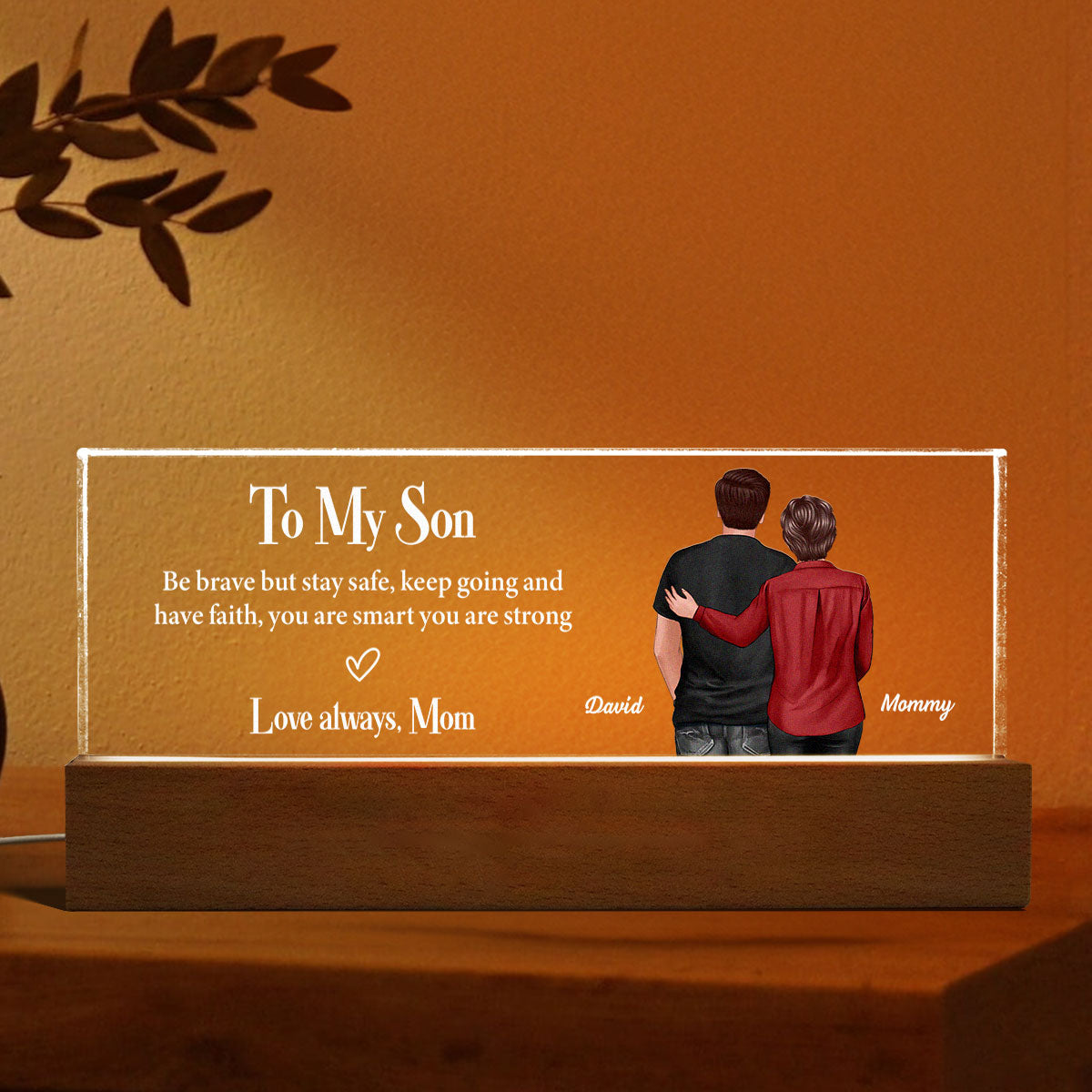 To My Son From Mom Personalized Acrylic LED Night Light